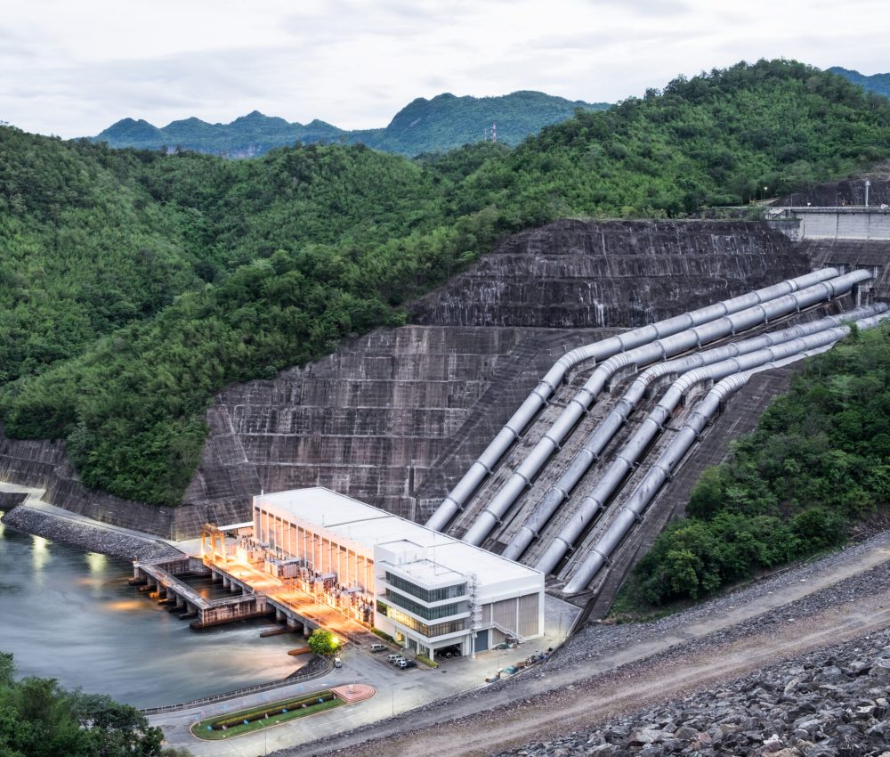 Dam srinakarin power plant in mountain at kanchanaburi